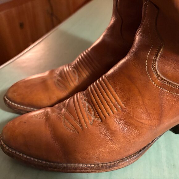 Vintage Mens J Chisholm 911 Brown Leather Cowboy Western Boots Size 9 D - Picture 2 of 11